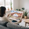 02 - A Woman Holding A Framed Arches National Park Watercolor - Horizontal Art Print.jpg