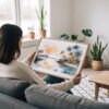 02 - A Woman Holding A Framed Biscayne National Park Watercolor - Horizontal Art Print.jpg