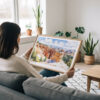 02 - A Woman Holding A Framed Bryce Canyon National Park Watercolor - Horizontal Art Print.jpg