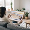 02 - A Woman Holding A Framed Death Valley National Park Watercolor - Horizontal Art Print.jpg