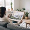 02 - A Woman Holding A Framed El Capitan Watercolor - Horizontal Art Print.jpg