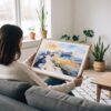 02 - A Woman Holding A Framed Guadalupe Mountains National Park Watercolor - Horizontal Art Print.jpg