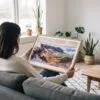 02 - A Woman Holding A Framed Haleakala National Park Watercolor - Horizontal Art Print.jpg