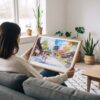02 - A Woman Holding A Framed Kyoto Japan Watercolor Art - Horizontal Art Print.jpg