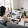 02 - A Woman Holding A Framed Olympic National Park Watercolor - Horizontal Art Print.jpg