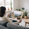02 - A Woman Holding A Framed Pinnacles National Park Watercolor - Horizontal Art Print.jpg