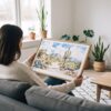 02 - A Woman Holding A Framed Saguaro National Park Watercolor - Horizontal Art Print.jpg