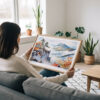 02 - A Woman Holding A Framed Shenandoah National Park Watercolor - Horizontal Art Print.jpg