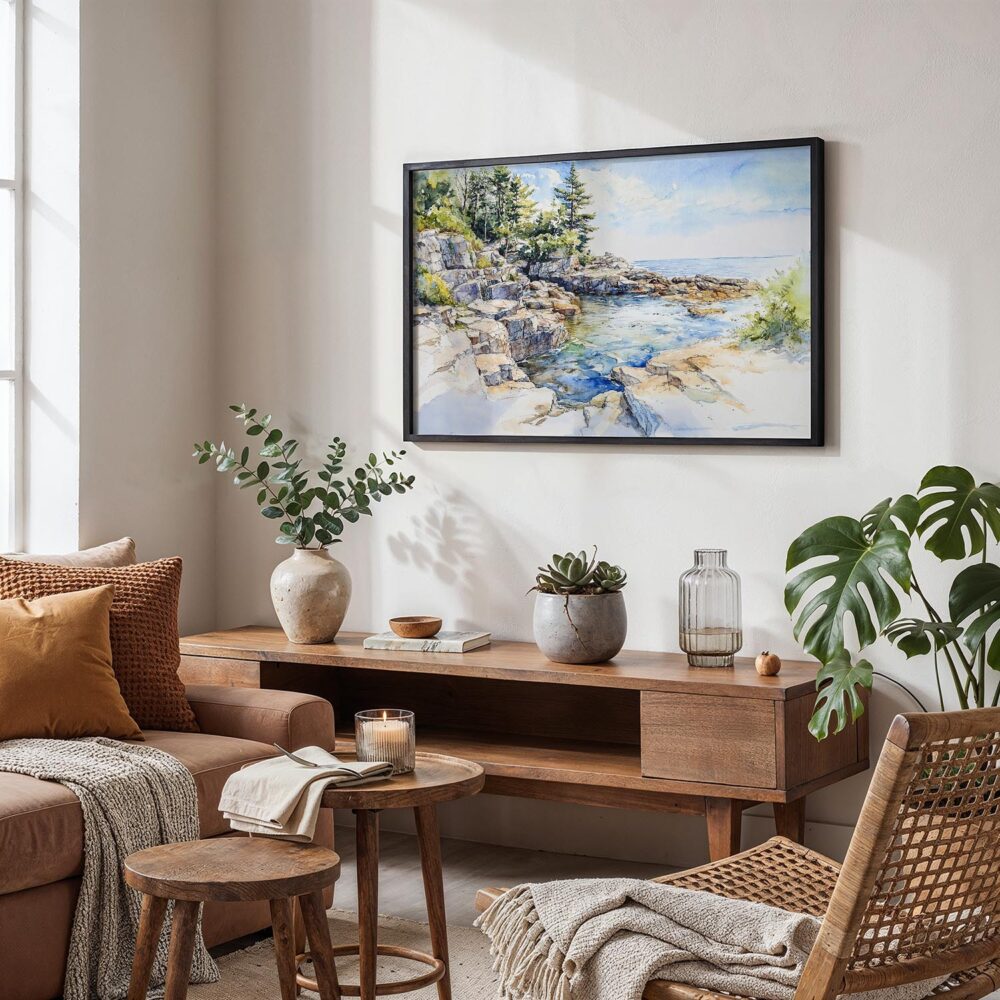 02 - Acadia National Park Watercolor - Horizontal Art - Digital Download - Boho Living Room.jpg 02 - Acadia National Park Watercolor - Horizontal Art - Digital Download - Boho Living Room.jpg