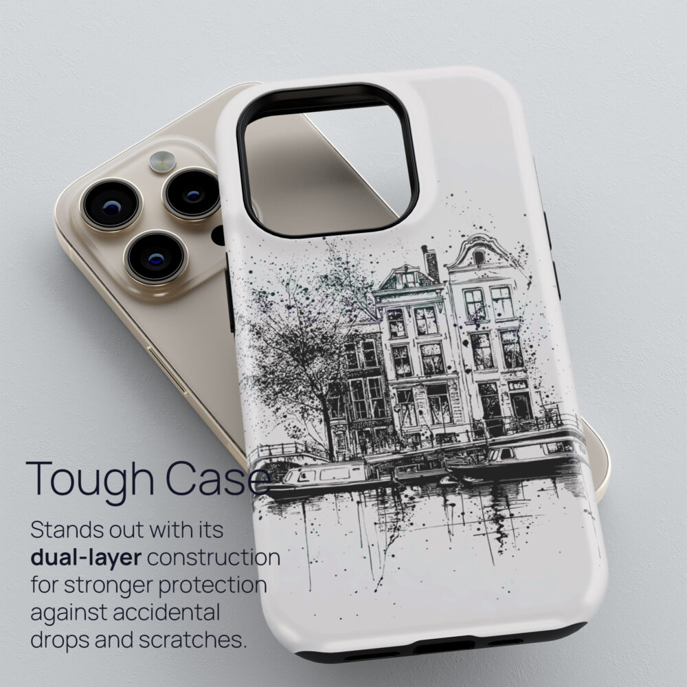 02 - Amsterdam Canal - Pencil Drawing Art Phone Case - Tough Case.jpg 02 - Amsterdam Canal - Pencil Drawing Art Phone Case - Tough Case.jpg