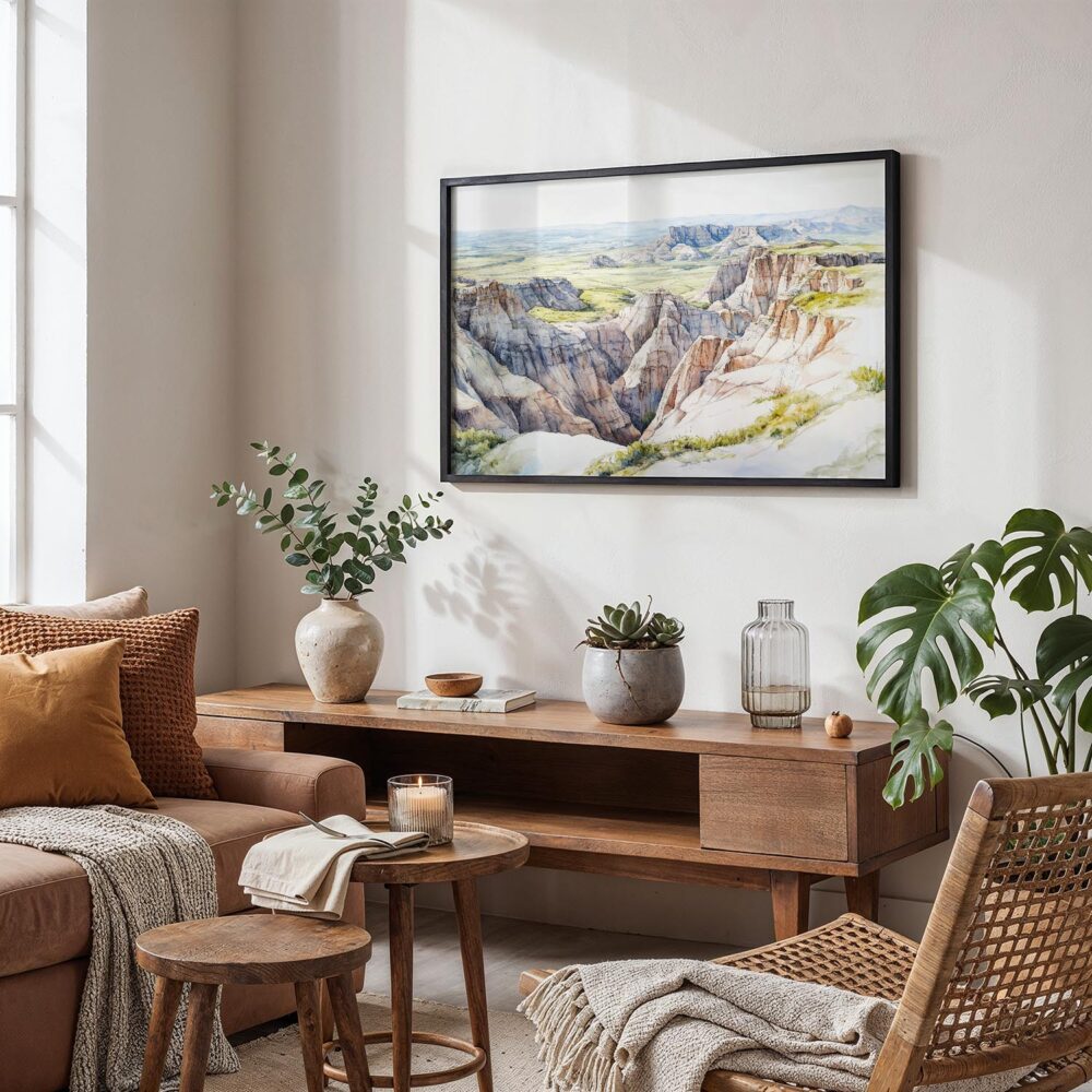 02 - Badlands National Park Watercolor - Horizontal Art - Digital Download - Boho Living Room.jpg 02 - Badlands National Park Watercolor - Horizontal Art - Digital Download - Boho Living Room.jpg