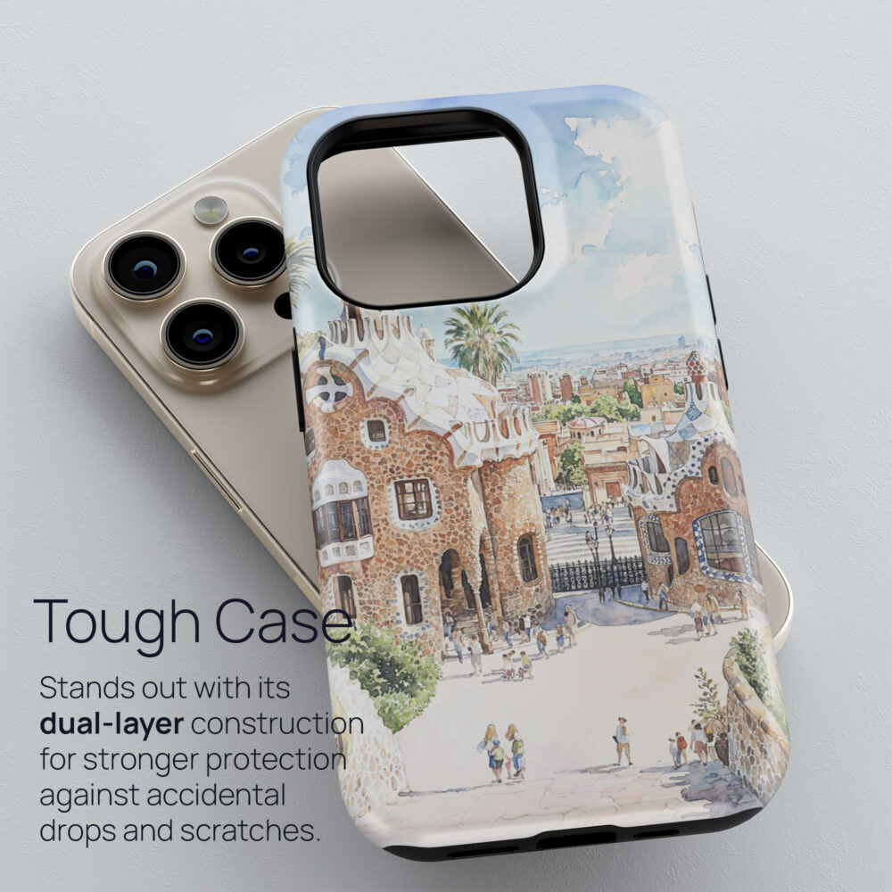 02 - Barcelona Park Guell - Watercolor Art Phone Case - Tough Case.jpg 02 - Barcelona Park Guell - Watercolor Art Phone Case - Tough Case.jpg