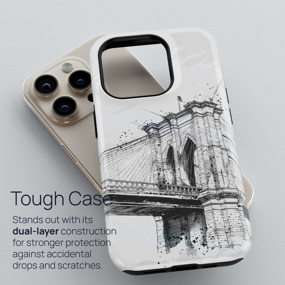 02 - Brooklyn Bridge - Pencil Drawing Phone Case - Tough Case.jpg 02 - Brooklyn Bridge - Pencil Drawing Phone Case - Tough Case.jpg