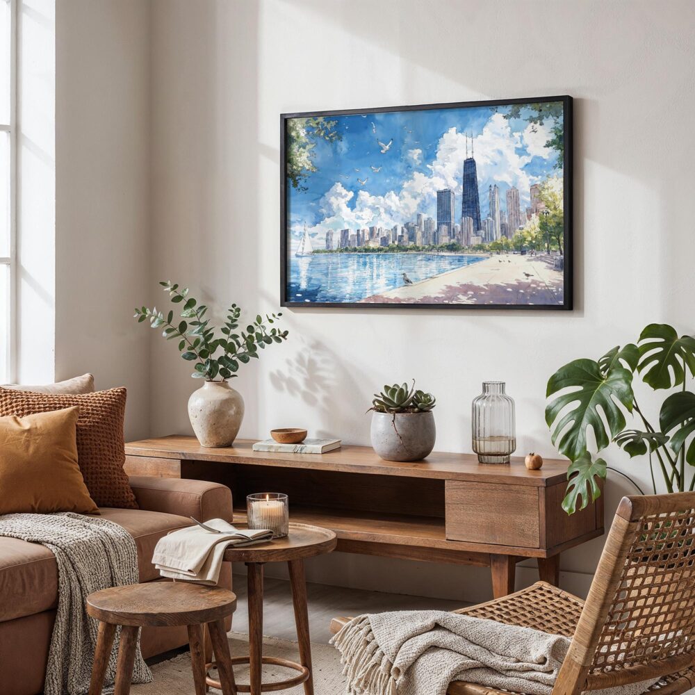 02 - Chicago Skyline Watercolor Art - Horizontal Art - Digital Download - Boho Living Room.jpg 02 - Chicago Skyline Watercolor Art - Horizontal Art - Digital Download - Boho Living Room.jpg