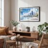 02 - Chicago Skyline Watercolor Art - Horizontal Art - Digital Download - Boho Living Room.jpg