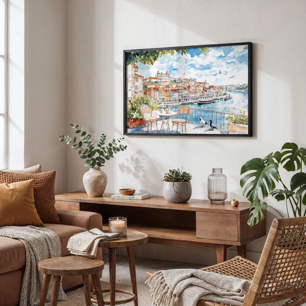 02 - Coffee in Porto Portugal Watercolor Art - Horizontal Art - Digital Download - Boho Living Room.jpg 02 - Coffee in Porto Portugal Watercolor Art - Horizontal Art - Digital Download - Boho Living Room.jpg
