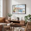 02 - Coffee in Porto Portugal Watercolor Art - Horizontal Art - Digital Download - Boho Living Room.jpg