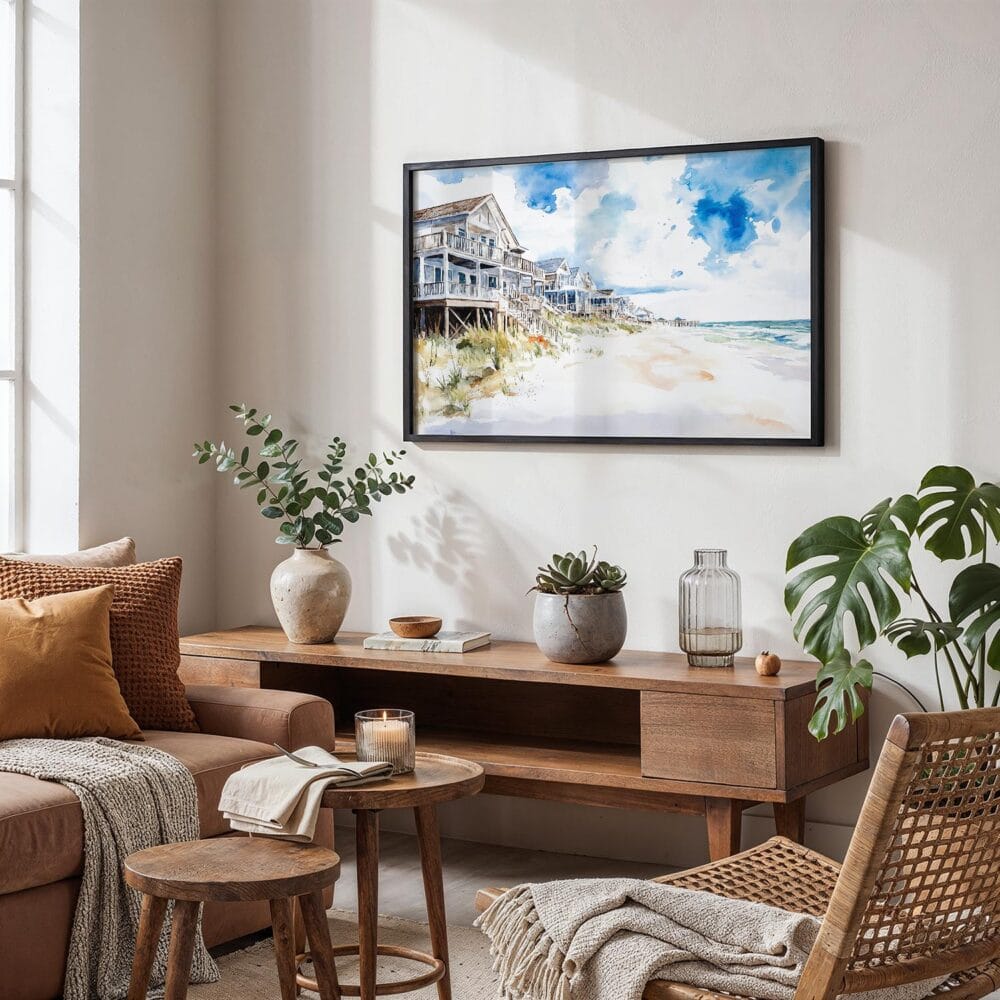 02 - Cottages at Outer Banks NC Watercolor - Horizontal Art - Digital Download - Boho Living Room.jpg 02 - Cottages at Outer Banks NC Watercolor - Horizontal Art - Digital Download - Boho Living Room.jpg
