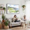 02 - Framed Golf at Pebble Beach Watercolor - Horizontal Canvas Print - Boho Living Room with Woman reading.jpg