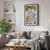 02 - Framed Morning Coffee in Amalfi Coast Watercolor Canvas Print - Skandinavian Living Room - Vertical.jpg
