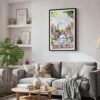 02 - Framed Morning Coffee in Amsterdam Watercolor Canvas Print - Skandinavian Living Room - Vertical.jpg