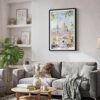 02 - Framed Morning Coffee in Florence Watercolor Canvas Print - Skandinavian Living Room - Vertical.jpg