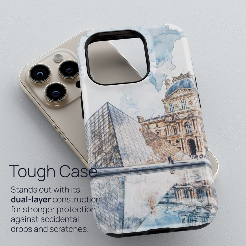 02 - France Louvre Watercolor Art Phone Case - Tough Case.jpg 02 - France Louvre Watercolor Art Phone Case - Tough Case.jpg