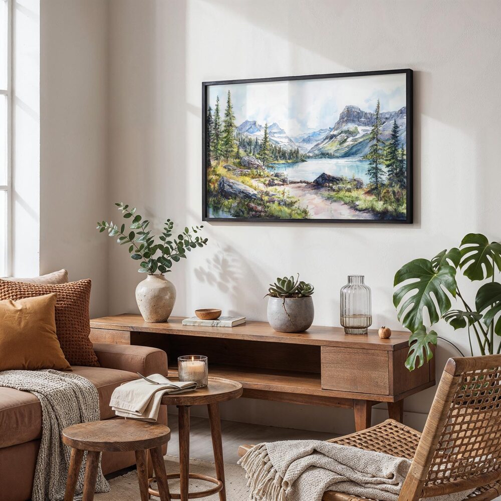 02 - Glacier National Park Watercolor - Horizontal Art - Digital Download - Boho Living Room.jpg 02 - Glacier National Park Watercolor - Horizontal Art - Digital Download - Boho Living Room.jpg