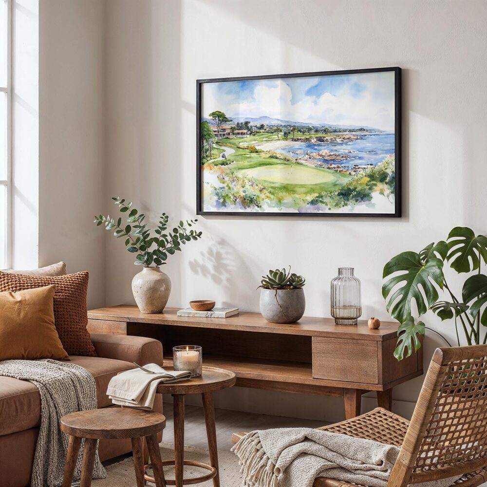 02 - Golf at Pebble Beach Watercolor - Horizontal Art - Digital Download - Boho Living Room.jpg 02 - Golf at Pebble Beach Watercolor - Horizontal Art - Digital Download - Boho Living Room.jpg