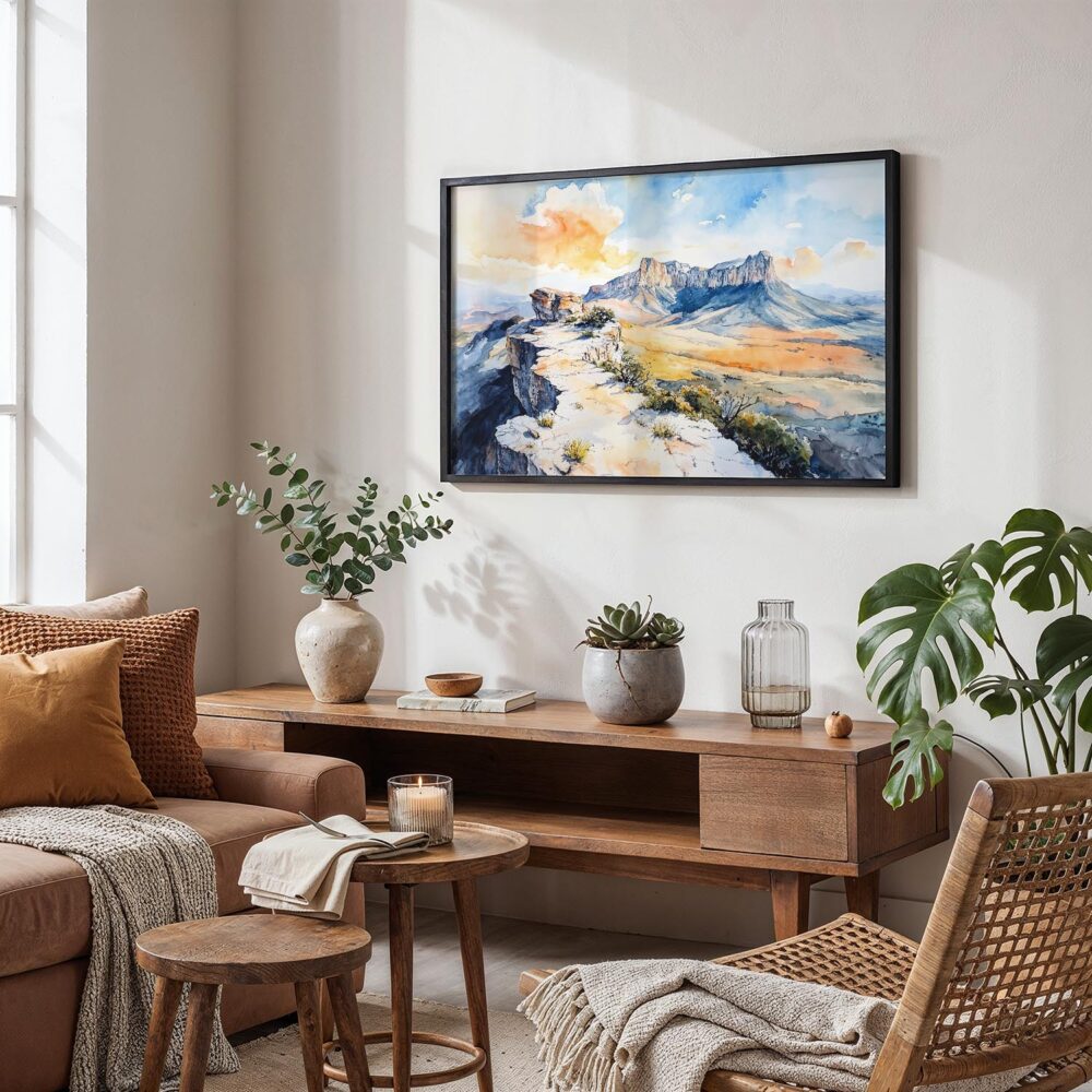 02 - Guadalupe Mountains National Park Watercolor - Horizontal Art - Digital Download - Boho Living Room.jpg 02 - Guadalupe Mountains National Park Watercolor - Horizontal Art - Digital Download - Boho Living Room.jpg
