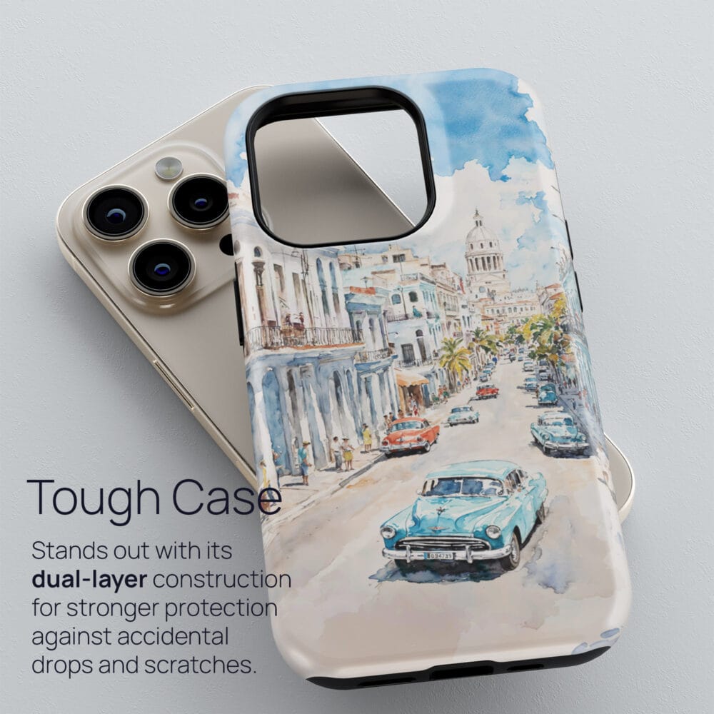 02 - Havana Cuba Watercolor Art Phone Case - Tough Case.jpg 02 - Havana Cuba Watercolor Art Phone Case - Tough Case.jpg