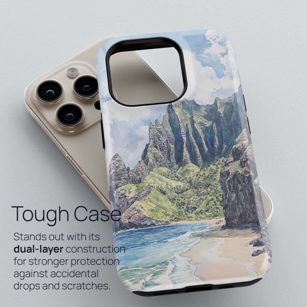 02 - Hawaii Na pali Coast - Watercolor Art Phone Case - Tough Case.jpg 02 - Hawaii Na pali Coast - Watercolor Art Phone Case - Tough Case.jpg