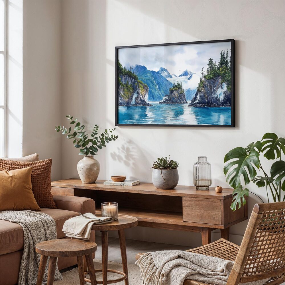 02 - Kenai Fjords National Park Watercolor - Horizontal Art - Digital Download - Boho Living Room.jpg 02 - Kenai Fjords National Park Watercolor - Horizontal Art - Digital Download - Boho Living Room.jpg