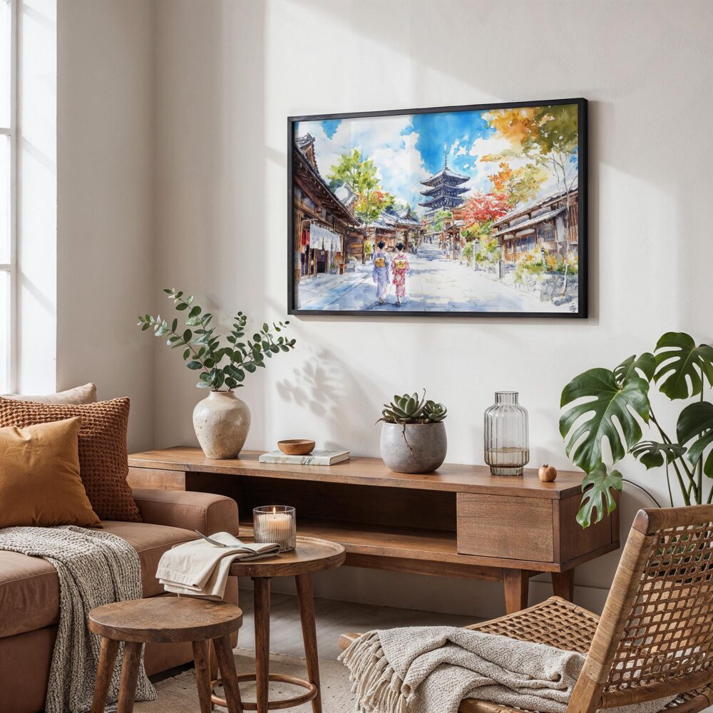 02 - Kyoto Japan Watercolor Art - Horizontal Art - Digital Download - Boho Living Room.jpg 02 - Kyoto Japan Watercolor Art - Horizontal Art - Digital Download - Boho Living Room.jpg