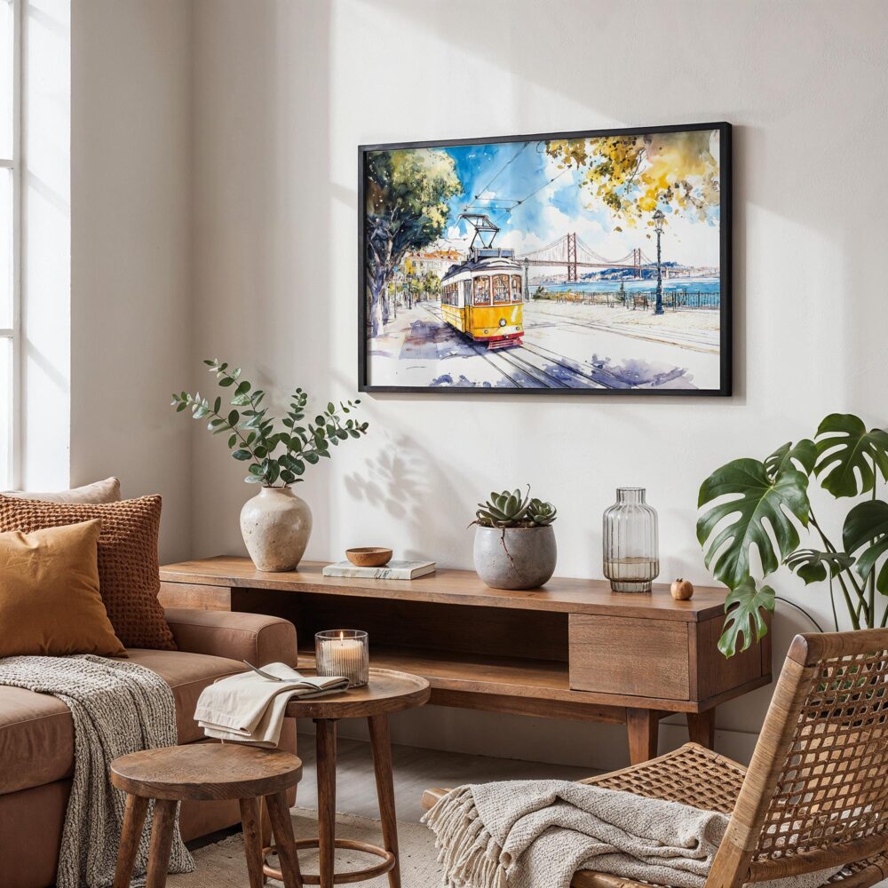 02 - Lisbon Portugal Yellow Tram Watercolor Art - Horizontal Art - Digital Download - Boho Living Room.jpg 02 - Lisbon Portugal Yellow Tram Watercolor Art - Horizontal Art - Digital Download - Boho Living Room.jpg