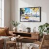 02 - Lisbon Portugal Yellow Tram Watercolor Art - Horizontal Art - Digital Download - Boho Living Room.jpg