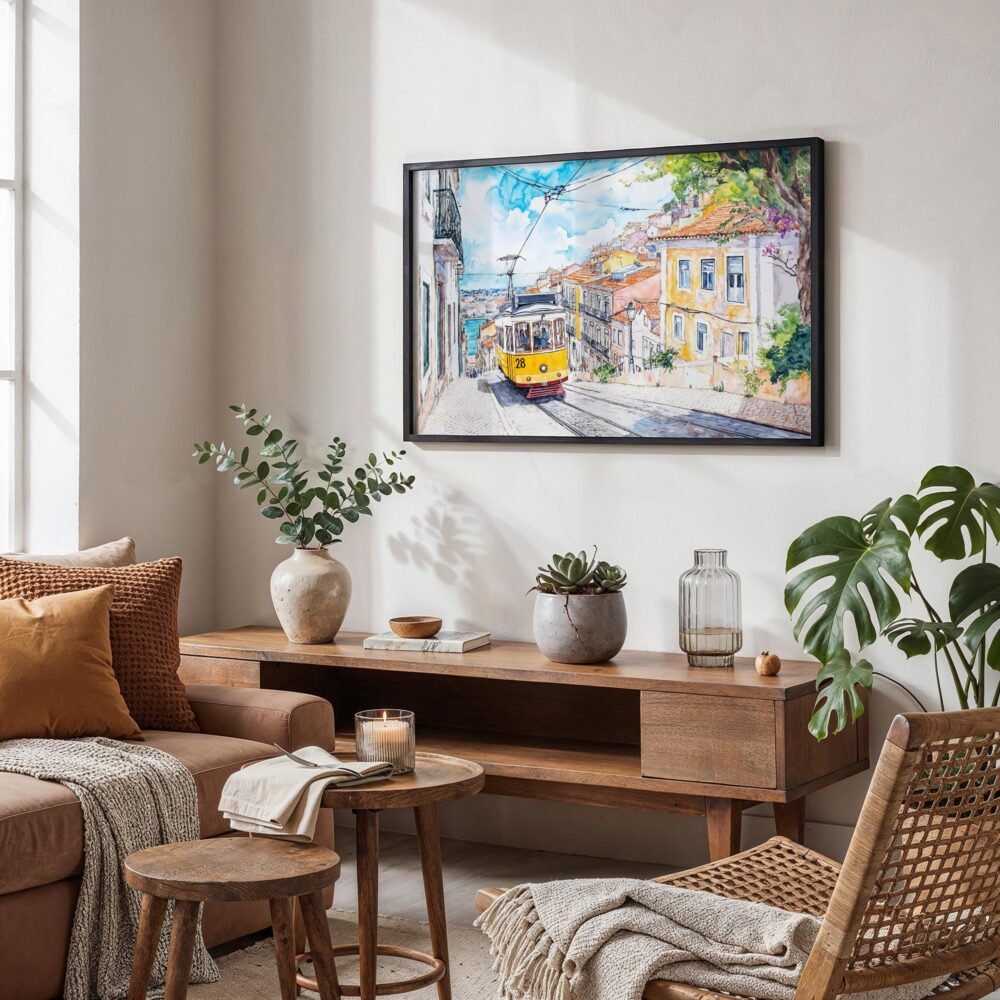 02 - Lisbon Watercolor Art - Horizontal Art - Digital Download - Boho Living Room.jpg 02 - Lisbon Watercolor Art - Horizontal Art - Digital Download - Boho Living Room.jpg