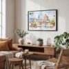 02 - Morning Coffee in Florence Italy with Cathedral Watercolor Art - Horizontal Art - Digital Download - Boho Living Room.jpg