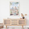 02 - Morning Coffee in Florence Watercolor Art Print Hanging above Shelf - Vertical.jpg