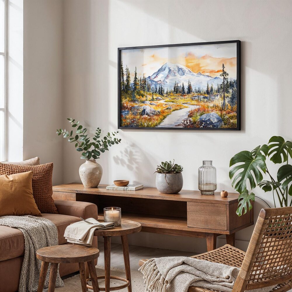 02 - Mount Rainier National Park Watercolor - Horizontal Art - Digital Download - Boho Living Room.jpg 02 - Mount Rainier National Park Watercolor - Horizontal Art - Digital Download - Boho Living Room.jpg