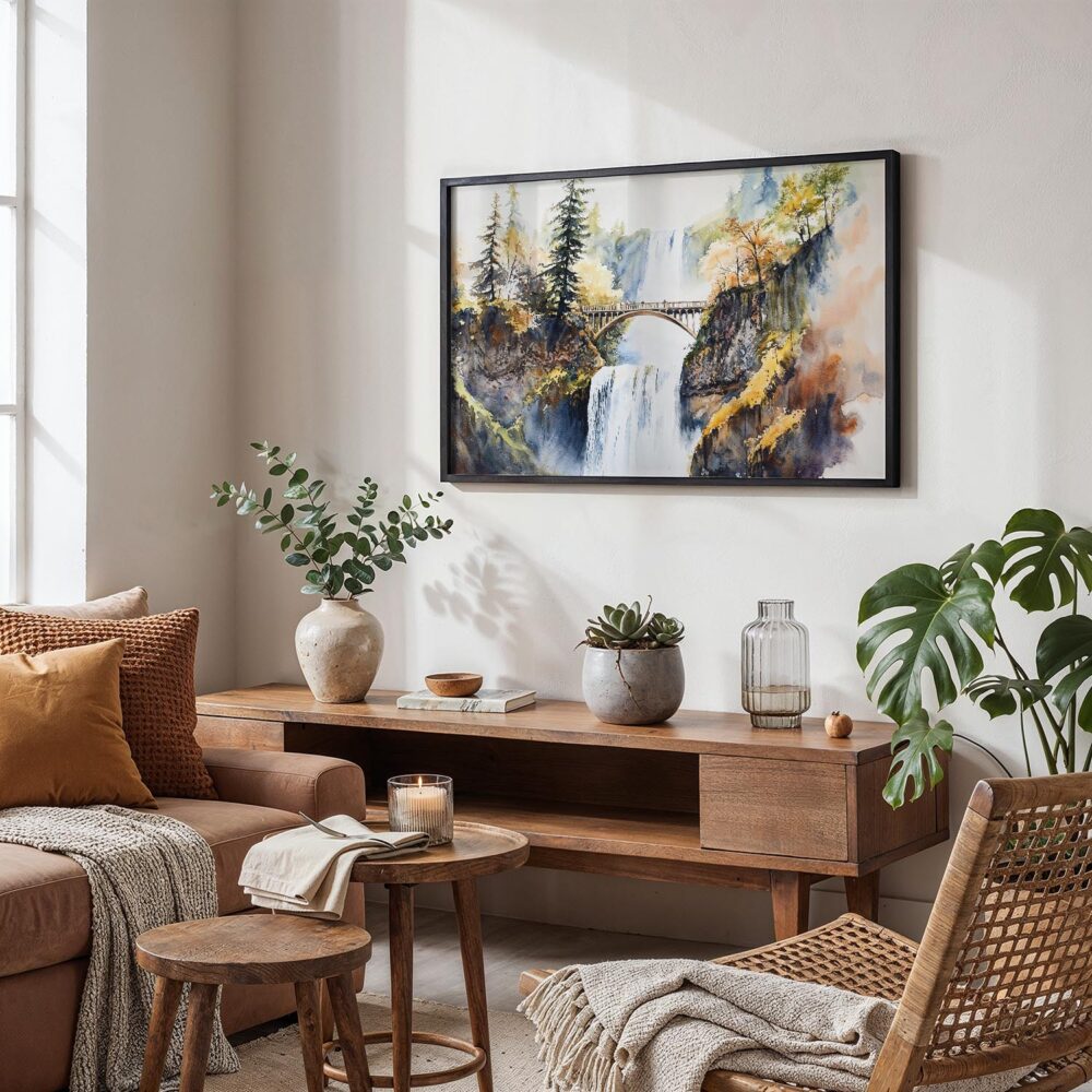 02 - Multnomah Falls Watercolor - Horizontal Art - Digital Download - Boho Living Room.jpg 02 - Multnomah Falls Watercolor - Horizontal Art - Digital Download - Boho Living Room.jpg