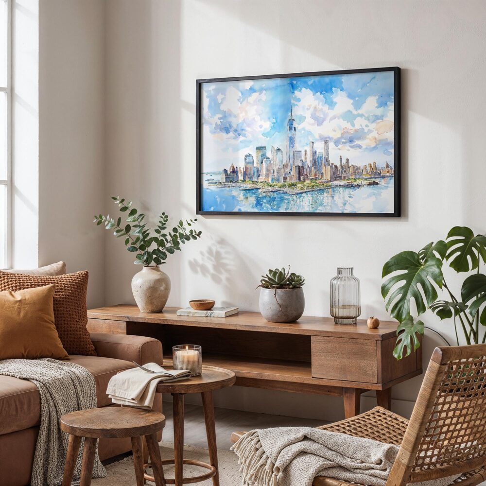 02 - New York City Skyline Watercolor Art - Horizontal Art - Digital Download - Boho Living Room.jpg 02 - New York City Skyline Watercolor Art - Horizontal Art - Digital Download - Boho Living Room.jpg