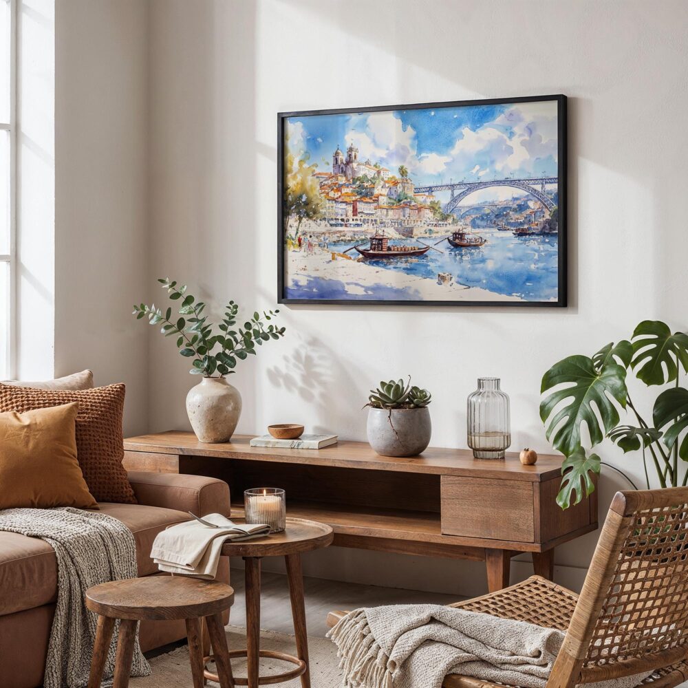 02 - Porto Portugal Watercolor Art - Horizontal Art - Digital Download - Boho Living Room.jpg 02 - Porto Portugal Watercolor Art - Horizontal Art - Digital Download - Boho Living Room.jpg