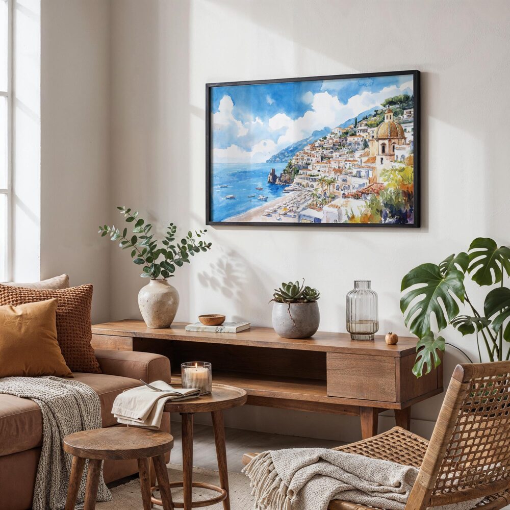 02 - Positano Italy Watercolor Art - Horizontal Art - Digital Download - Boho Living Room.jpg 02 - Positano Italy Watercolor Art - Horizontal Art - Digital Download - Boho Living Room.jpg