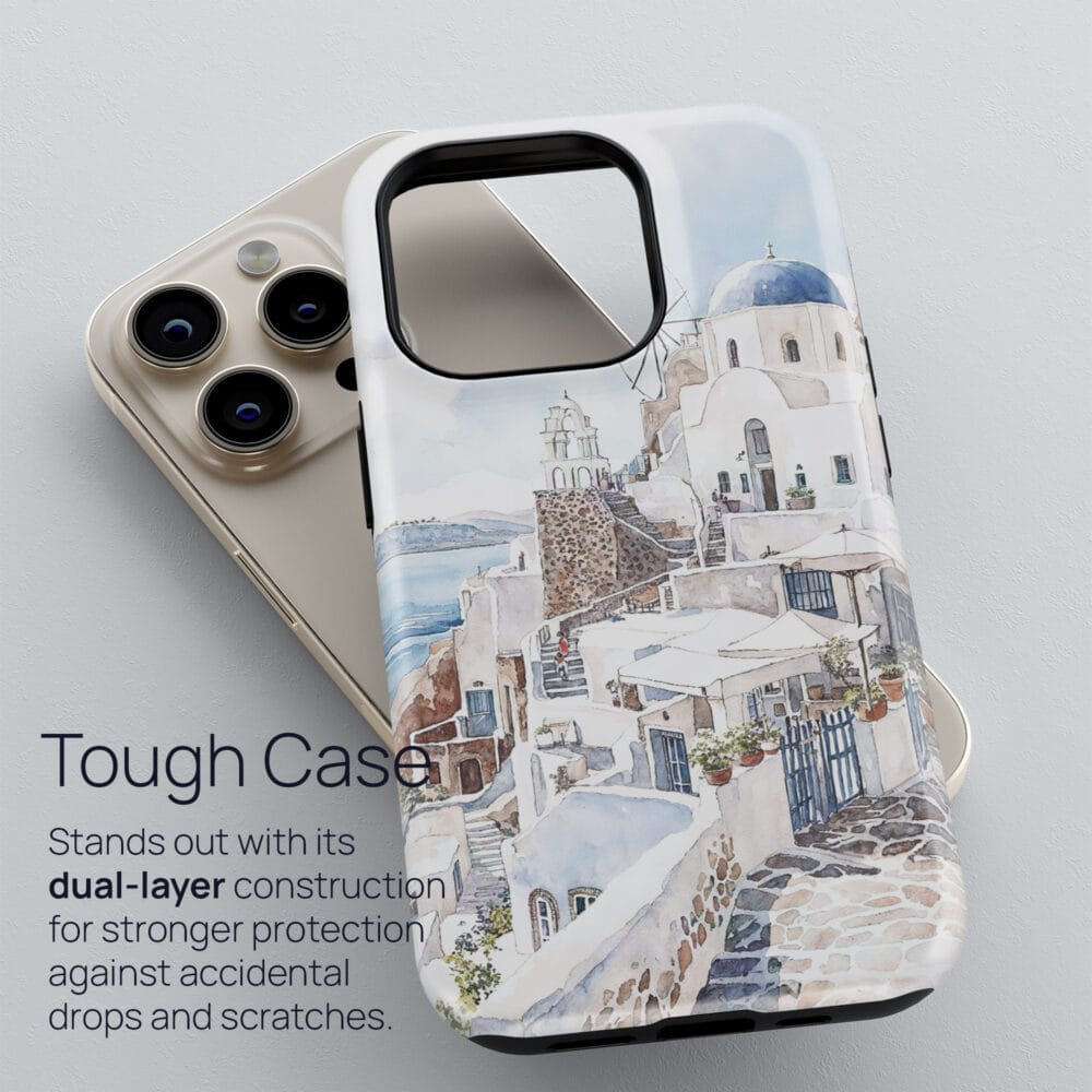 02 - Santorini Blue Dome - Watercolor Art Phone Case - Tough Case.jpg 02 - Santorini Blue Dome - Watercolor Art Phone Case - Tough Case.jpg