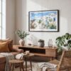 02 - Santorini Watercolor Art - Horizontal Art - Digital Download - Boho Living Room.jpg