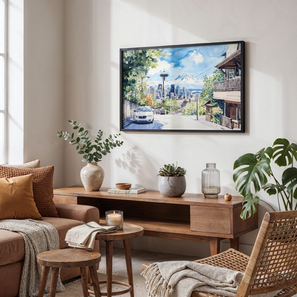 02 - Seattle Skyline Watercolor Art - Horizontal Art - Digital Download - Boho Living Room.jpg 02 - Seattle Skyline Watercolor Art - Horizontal Art - Digital Download - Boho Living Room.jpg