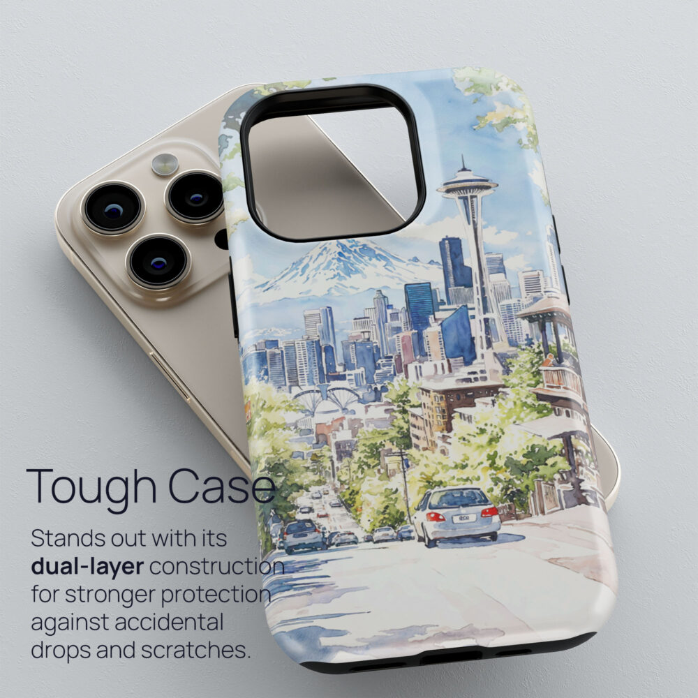 02 - Seattle Skyline - Watercolor Art Phone Case - Tough Case.jpg 02 - Seattle Skyline - Watercolor Art Phone Case - Tough Case.jpg