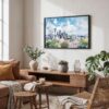 02 - Seattle Skyline with Mount Rainier Watercolor Art - Horizontal Art - Digital Download - Boho Living Room.jpg