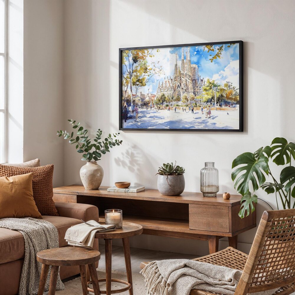 02 - Spain Sagrada Familia Watercolor Art - Horizontal Art - Digital Download - Boho Living Room.jpg 02 - Spain Sagrada Familia Watercolor Art - Horizontal Art - Digital Download - Boho Living Room.jpg